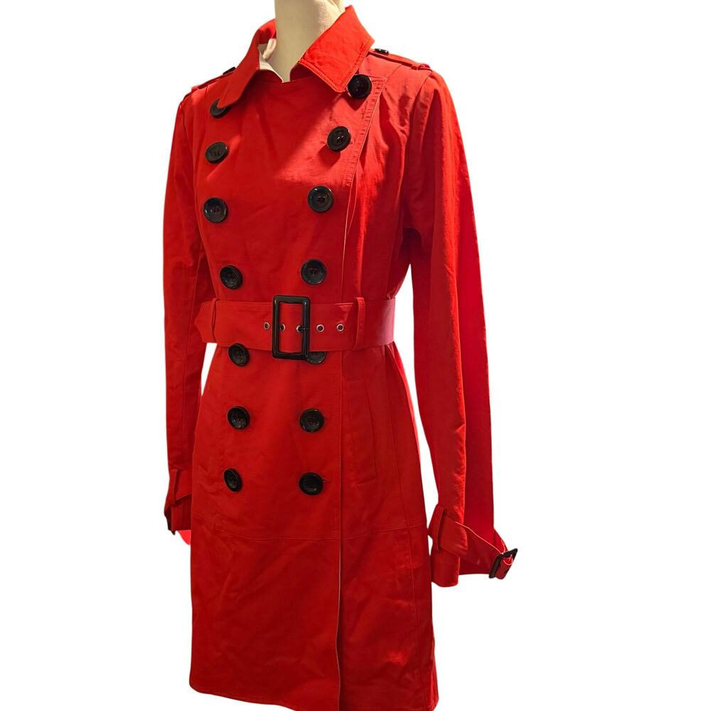 Worthington Red Double Breasted Belted Trench Rain Jacket, Size Small